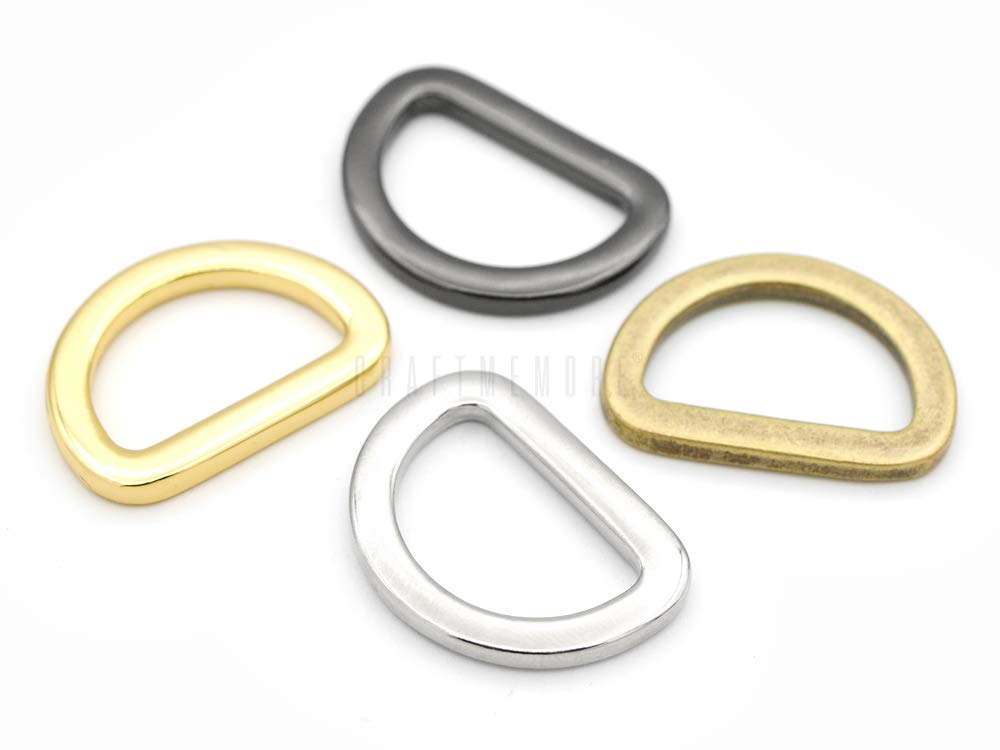 CRAFTMEMORECRAFTMEmore D Rings Purse Loop Flat Metal 5/8, 3/4, 1 Inch D-Ring Heavy Duty Findings for Bag Belt Strap Webbing Craft 10 Pack PT2SD (3/4 Inch, Gold)