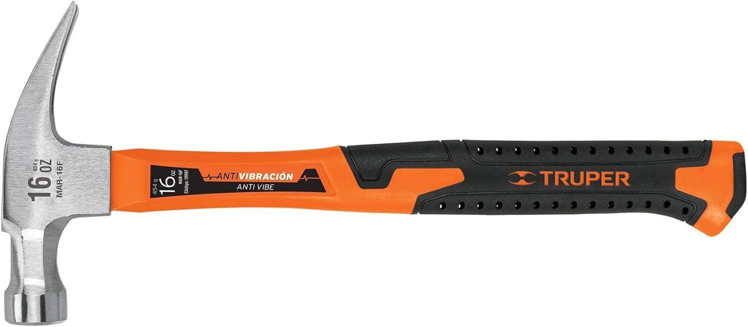 TRUPER MA-16F Curved Claw Hammers, Fiberglass Handle 16Oz(454g), Handle 13"(330mm)