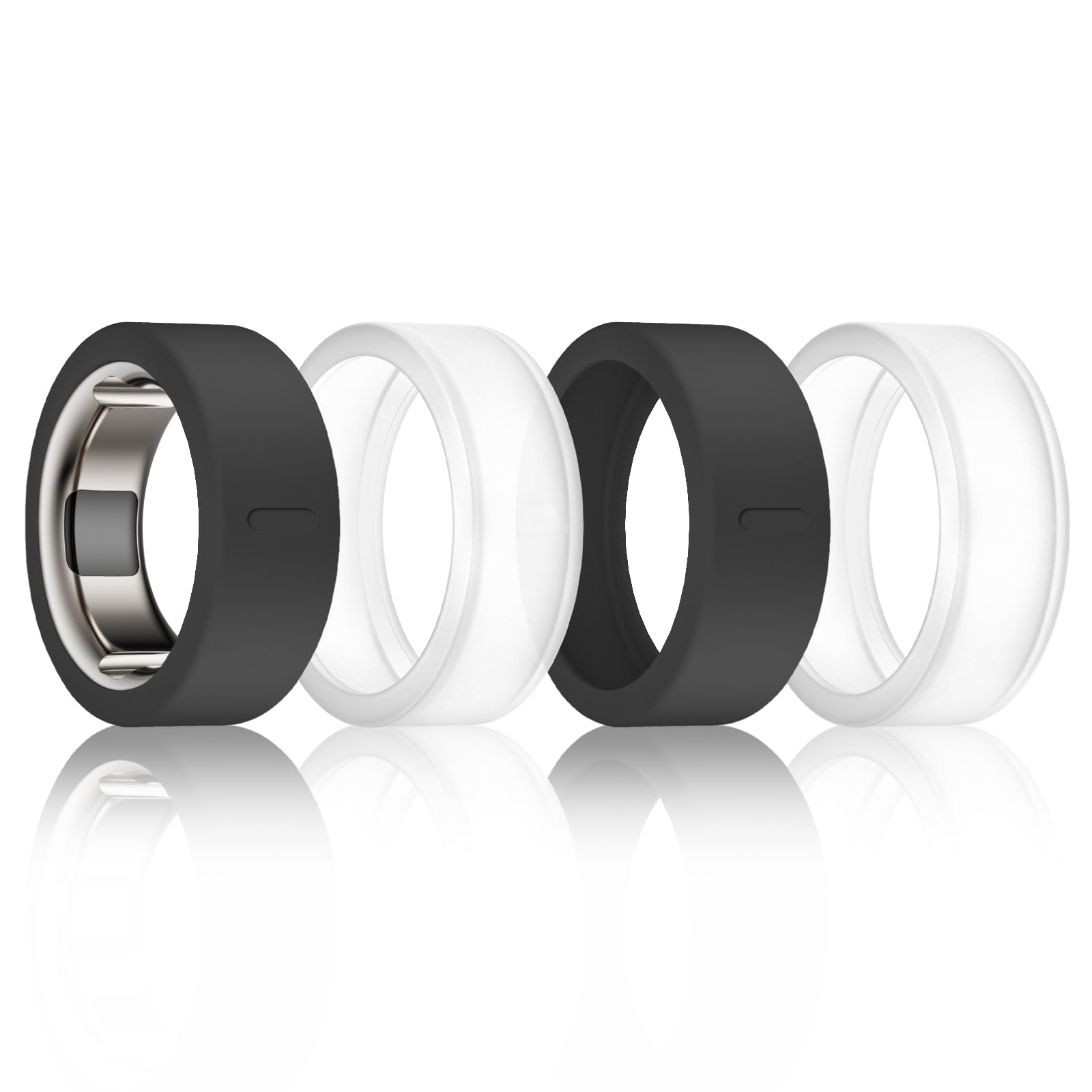 BandSmith Silicone Cover Compatible with Oura Ring Gen 4/3 - Protector Case for Working Out (Black*2+Clear*2, S for 678910) - Patent Protected โ image 1