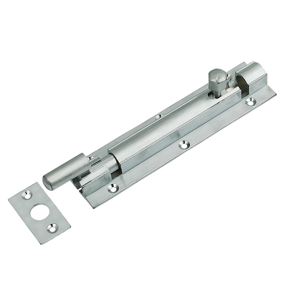 Dzina Satin Chrome Finish 38Mm Barrel Bolt Straight/Necked - (Necked, 38Mm X 150Mm)