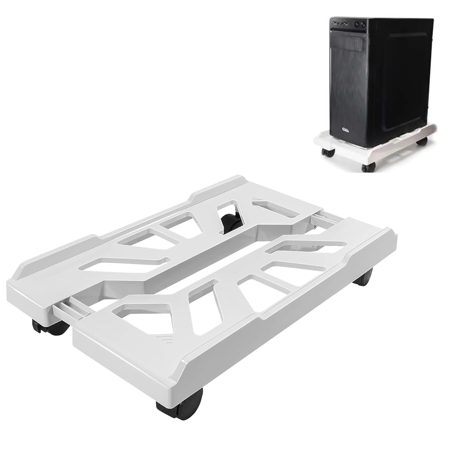 cpu standaard voor pc desktop computer tower met verstelbare houder universele mobiele pc-standaard rollende vergrendelbare zwenkwielen onder bureau (zwart