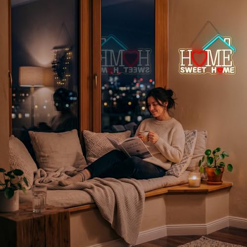 Image of Sweet Home Neon Sign Warm White LED Signs for Living Room Bedroom House New Apartment Wall Decor Welcome Neon Light Up Coffee Office Cozy Home Decor Art Gifts for Newlywed Couples Apartment Renters