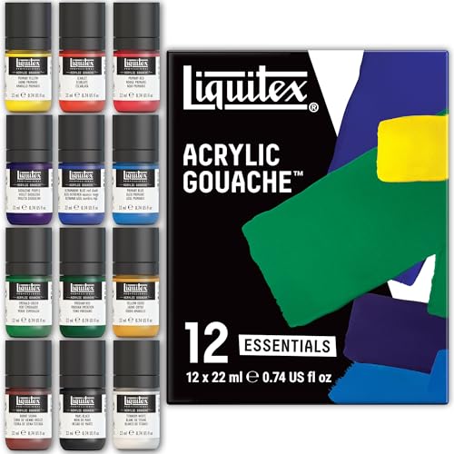 Liquitex Professional Acrylic Gouache Paint, 12 x 22ml (0.74-oz), Essentials Set