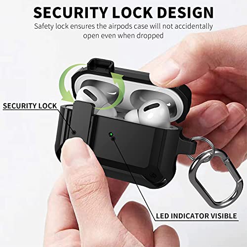 Amozo-Tough-Rugged-Shockproof-Cover-Case-Compatible-with-AirPods-Pro-2-AirPods-Pro-GEN-2-2022-Black-Earphone-are-not-Included-Lock-Case-Black