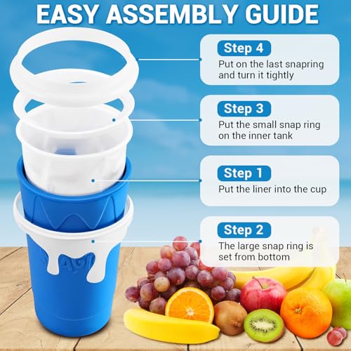 Image of FANS-ONE 500ML Slushie Cup, DIY Magic Slushy Maker Cup, Cool Stuff Things Gadgets for Juices Milk Yogurt Ice Cream Make, Quick Frozen Slushy Cups with Lids & Straw for Boys Girls Teens Kids, Blue