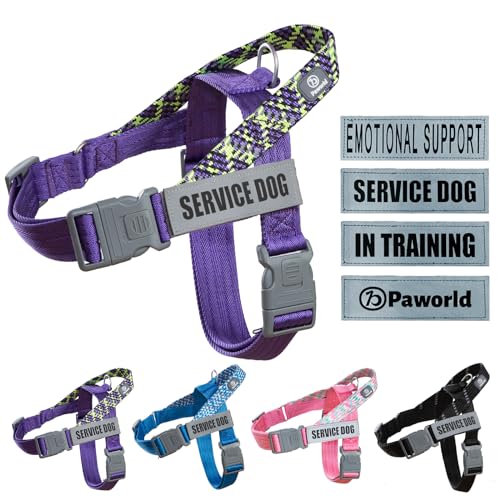 Paworld Dog Harness, Anti Pull Dog Harness Small, Service Dog Vest with 4 PCS Reflective Patches, 2 Buckles with Safety Lock