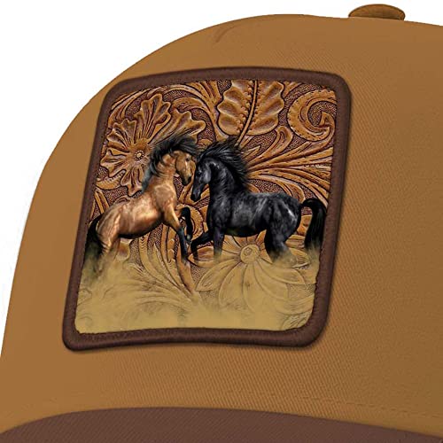 Asvance Unique Western Sculpture Horse Embroidered Trucker Hat, Unisex Adjustable Fit Cap For Horse Lovers, Breathable Mesh Back Headwear For Men And Women #TOP2