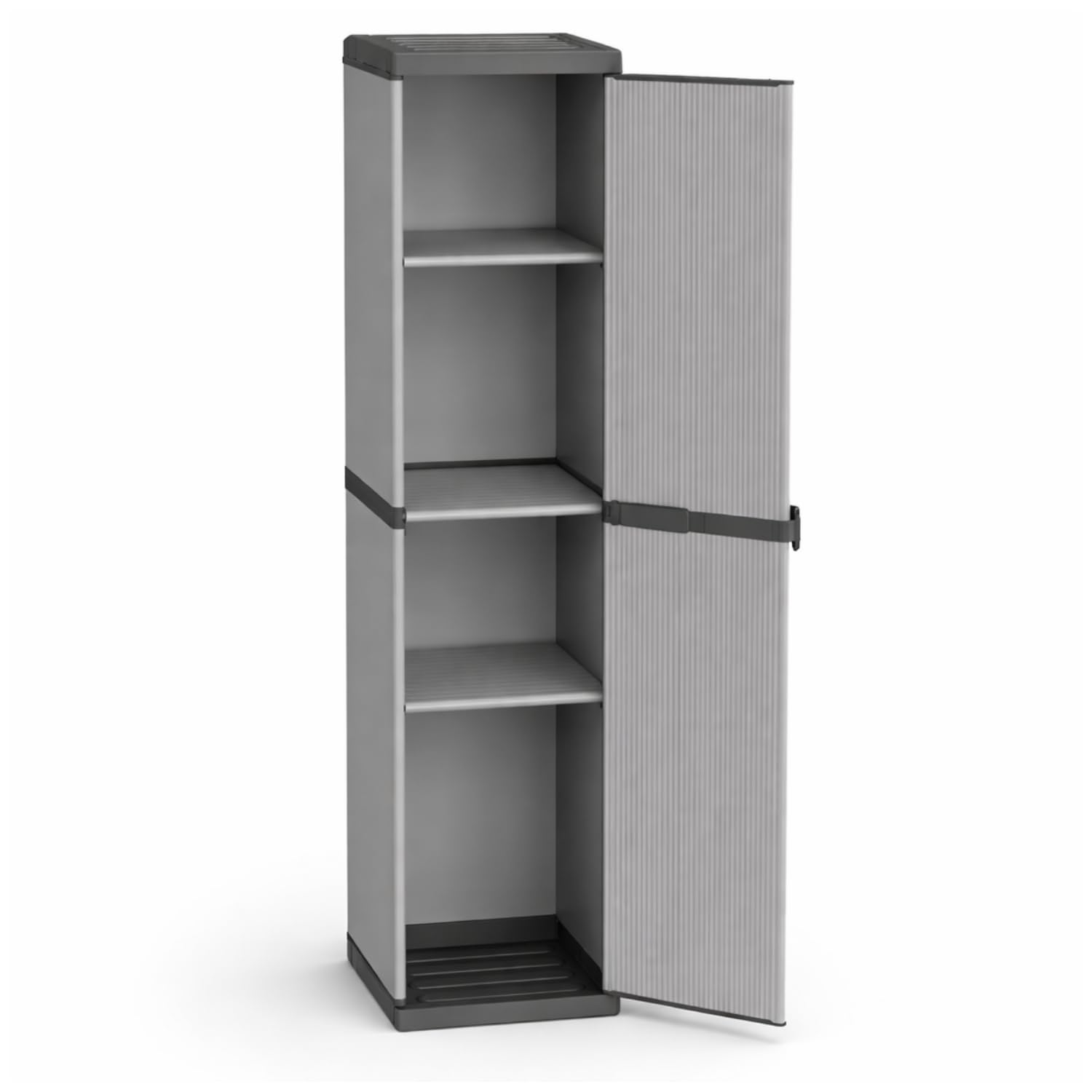 PALUPLUS Armadio Alto a 1 Anta in Resina di colore Grigio, Misura 34x38,5x165 cm, 4 Ripiani Multiuso, Mobile da interno ed esterno con piedini antiscivolo, Made in Italy -MONG3912F -9