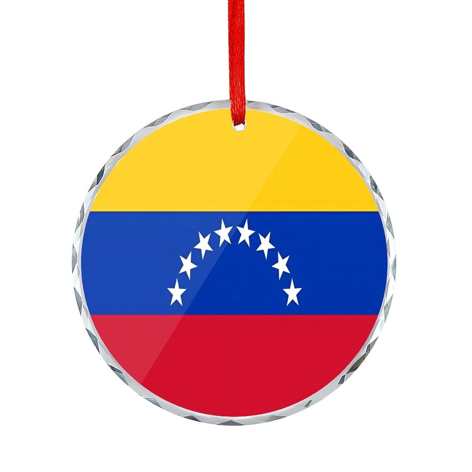 Fodpand Women's Style Flag Of Venezuela Round Glass Ornament Keepsake Gift Exchange Ideas Car Decor,Christmas Ornaments For Tree Window Garden Ornaments