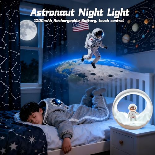 Lámpara de noche astronauta LED recargable para niños miniatura 5