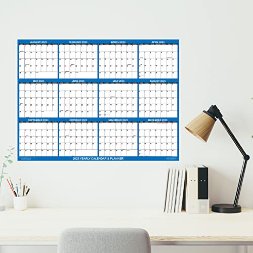 18" X 24" Swiftglimpse 2024 Wall Calendar Erasable Large Wet & Dry Erase Laminated 12 Month Annual Yearly Wall Planner, Reversible, Horizontal/Vertical, Navy #TOP4