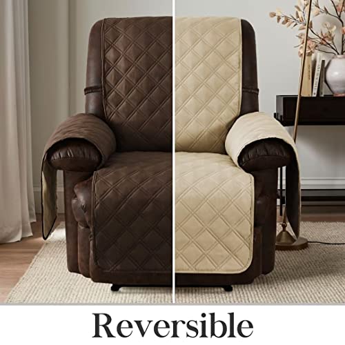 Tomoro Reversible Recliner Chair Cover - 100% Waterproof Quilted Sofa Slipcover Furniture Protector With Elastic Straps, Washable Couch Cover For Pets Kids Children Dog Cat，23 Inch #TOP1
