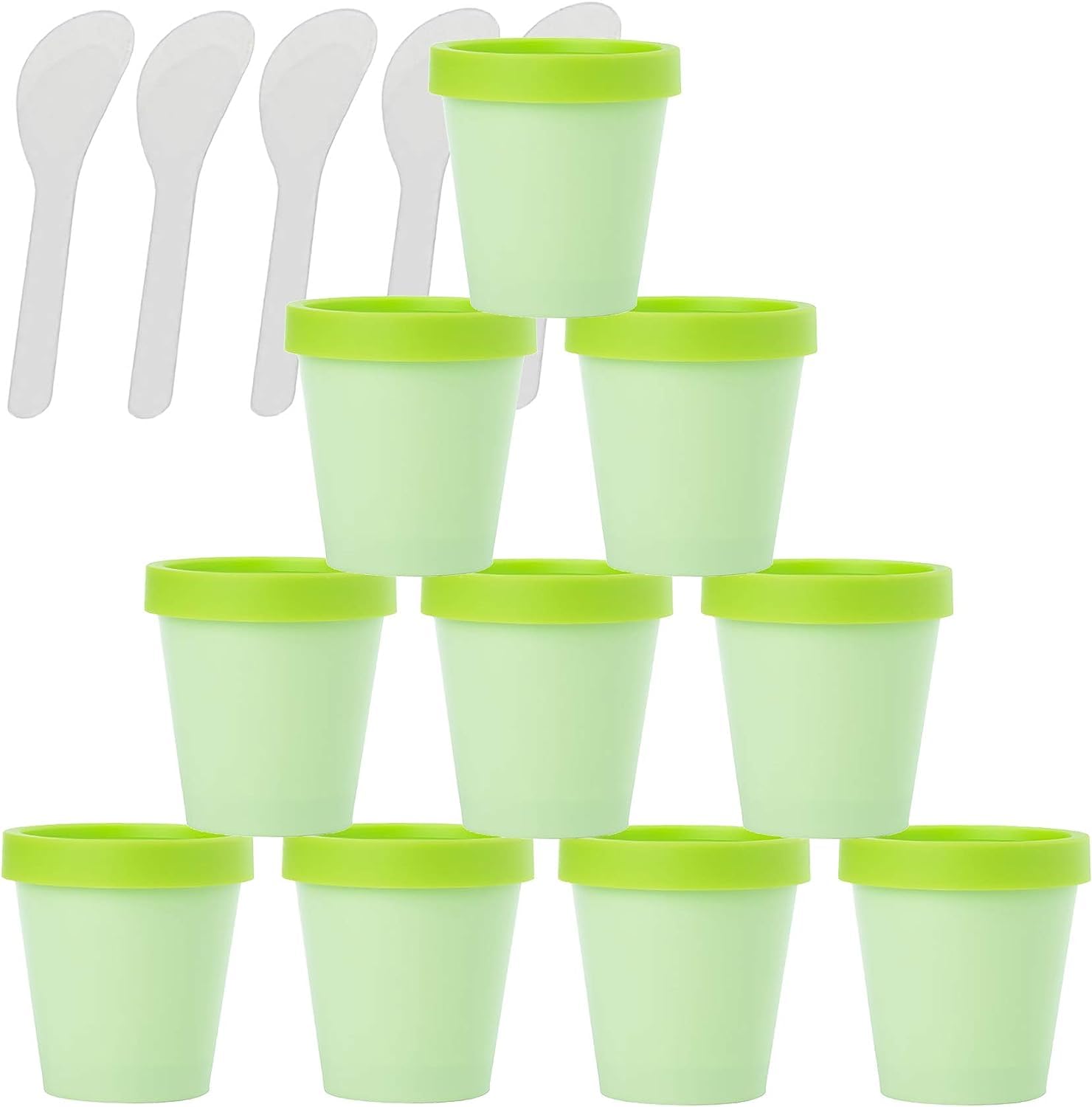 KRXSOBNV Cosmetic Jars, 12 PC Empty Leakproof Cosmetic Pot Container with Lids with 6 Spatula(Green,200ml)