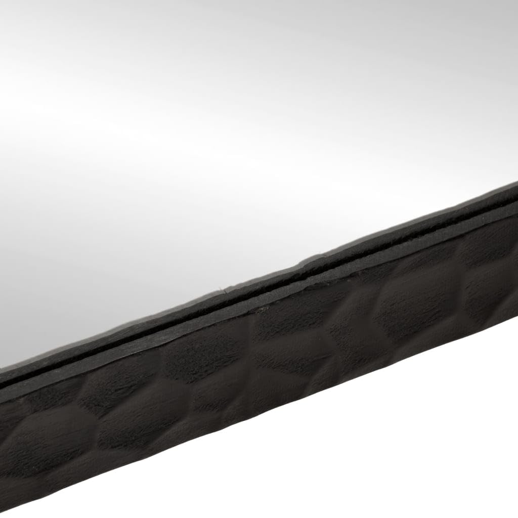 Badspiegel Schwarz 50x70x2,5 cm aus massivem Mangoholz mit Glas, Wandmontage für Flur, Bad und Schminktisch, klarer Spiegel für Kosmetik und Rasur