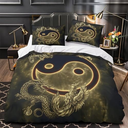 Housse de couette yin yang impression 3d douce et haute résistance - 2