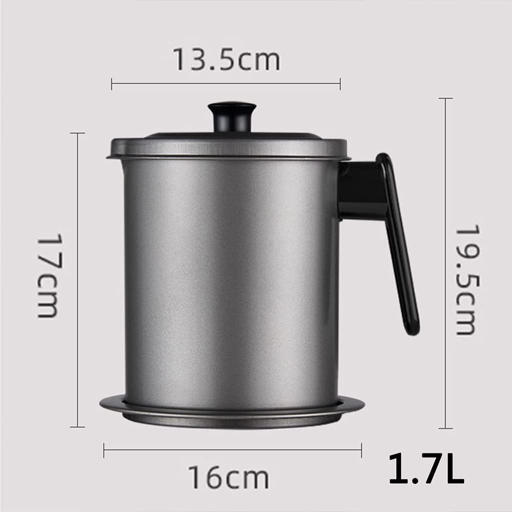 Sitko do oleju ze stali nierdzewnej 304 z pokrywką, pojemnik do przechowywania oleju o pojemności 1,7 l, z sitkiem o drobnych oczkach, separator oleju do zupy, do tłuszczu bekonowego, gotowania