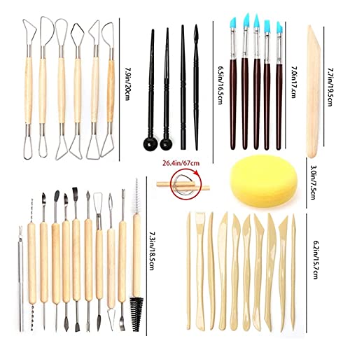 Multifunctioneel Keramische klei gereedschap set polymeer klei gereedschap aardewerk gereedschap set houten aardewerk sculpting klei reiniging tool set tool sculptuur voor kleiaardewerk, doe-het-zelf - Image 3