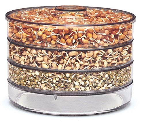 Image of Shuttle Art 2Pack Sprout Maker,4 layer Plastic Grocery Container Sprouted Grains Seeds Dal Channa Chole Organic Sprouting Jar, Sprouting Set for Organic Home Making Fresh Beans (500ml,4-Compartments)