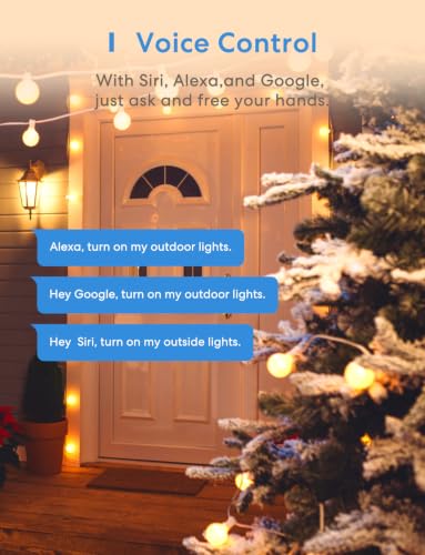 Image of meross Outdoor Smart Plug Compatible with Apple HomeKit, Siri, Alexa, Google Assistant and SmartThings, Waterproof Outdoor Outlet, Remote & Voice Control, Timer, FCC and ETL Certified
