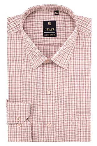 Image of 7-DAYS Men's Premium Checks Formal Shirt - Cotton Rich, Regular Fit, Full Sleeve, with Pocket, Wrinkle Resistant - Stylish Office & Everyday Wear.