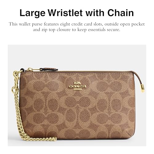 Coach Large Wristlet W Chain, IM/Tan/Brown2