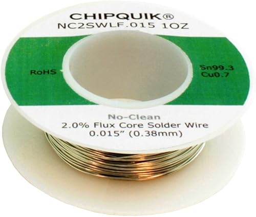 Chip Quik NC2SWLF.015 1OZ LF Cable de soldadura 99.3/0.7 estaño/cobre No-Clean .015 1oz