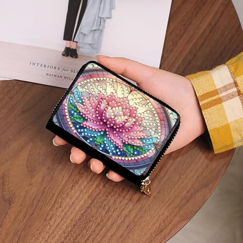 2Pcs Diamond Art Painting Credit Card Holder RFID Blocking Wallet with Zipper Business Accordion Card Wallet for Women Men Travel-032