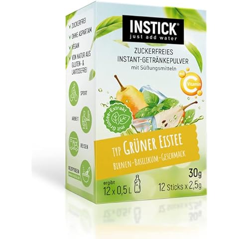 INSTICK Ice Tea | Zuckerfreies Instant-Getränk - Eistee Birne & Basilikum Cover