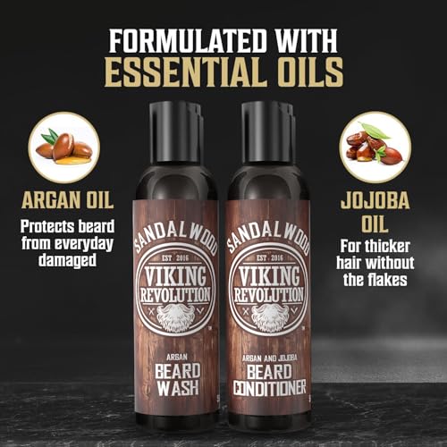 Viking Revolution Ultimate Conditioner for Men's Beard Grooming - Softens, Smoothes and Soothes Beard Itch- Contains Wash, Conditioner, Oil, Balm and Comb- Sandalwood Scent - Image 6