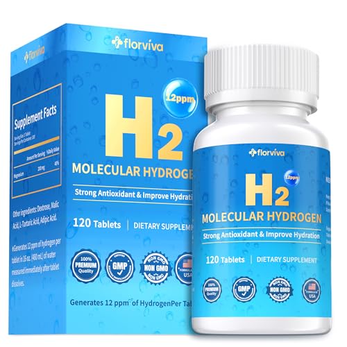 H2 Molecular Hydrogen - Cellular Energy & Brain Health - with Elemental Magnesium - Free of GMOs, Gluten & Soy - 90 Tablets (90 Servings)