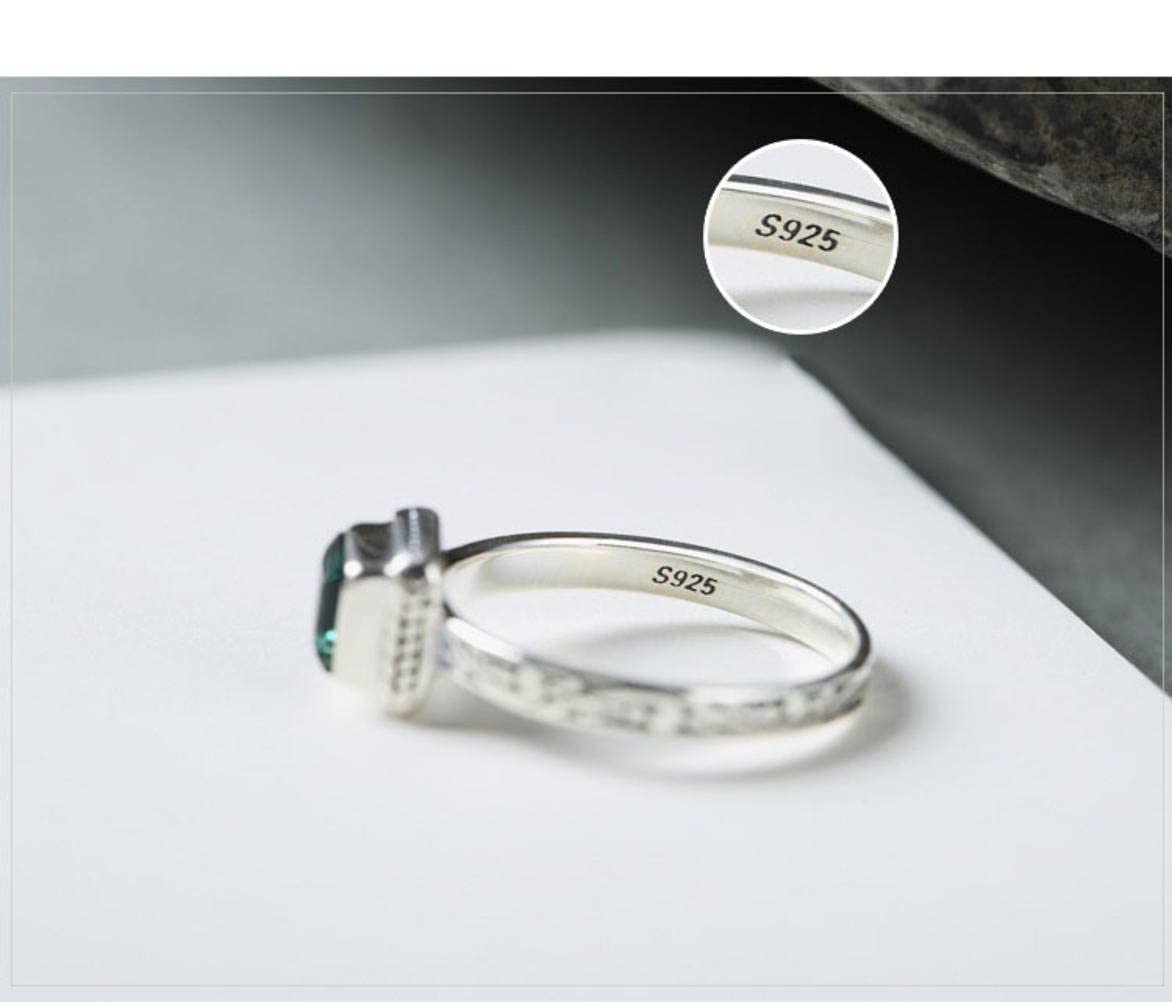 Offener Fingerring aus Sterlingsilber, S925-Sterlingsilber, Kristallring, Paarring, modischer Edelstein-Silberring, Geschenke für Liebhaber, Silber, 13# (Silber 18#)