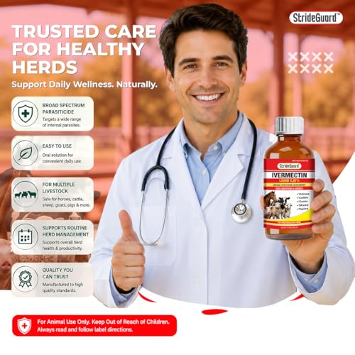 Dewormer for Horse, Dewormer for Goat and Cattle & More, Ivermectin Liquid for All Wormers, Tapeworms, Roundworms & Hookworms - Image 6