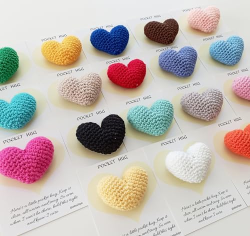 Cute Crocheted Pocket Hug Heart with Greeting Cards, Handmade Small Gifts, Cute Little Heart Pocket Hug & Gift Card, Thinking of You Love Gift For Family and Friends. (FLESH COLOR)3