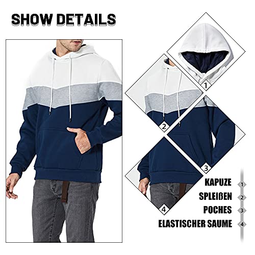 MANLUODANNI Herren Kapuzenpullover Raglan Men's Hoodie Pullover mit Kapuze Casual Sweatshirt Classic Farbabstimmung Hoody – Bild 5