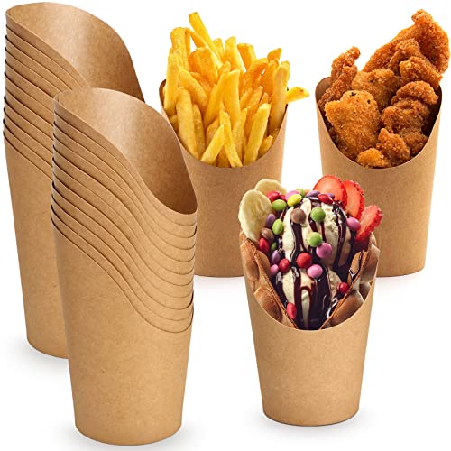 400 Pcs Disposable Charcuterie Cups Bulk 14 oz Kraft Paper French Fries Holder Popcorn Sandwich Waffle Baking Party Snack Boxes Take out Cups for Wedding Birthday Baby Shower Events(Brown)
