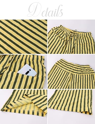 Image of MISSACTIVER Women Drawstring Striped Pants Loose Wide Leg Trousers Casual Low Waist Pants Comfy Lounge Pants with Pockets