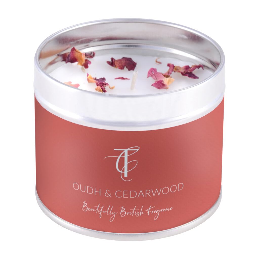 The Country Candle Pastels Range Candle in a Tin - Oudh & Cedarwood