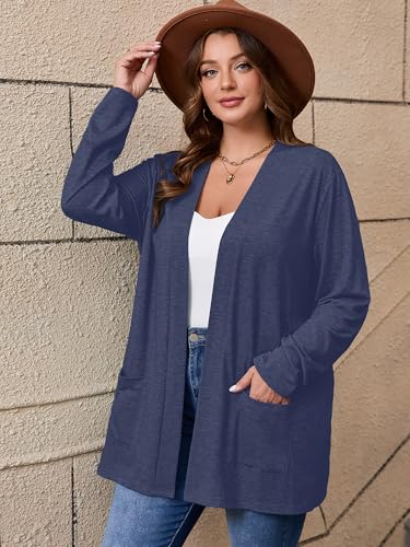 Image of AusLook Women's Plus Size Lightweight Open Front Cardigan 3 /4 Sleeve Cover Ups Shrugs Shawls and Wraps Kimono Jacket Coat