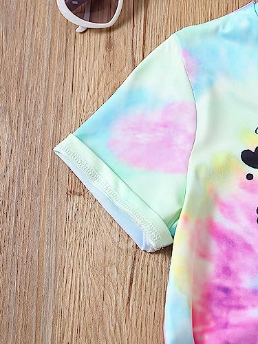 SHENHE Girl's Tie Dye Graphic Print Short Sleeve Crewneck Summer Casual Tee Top4