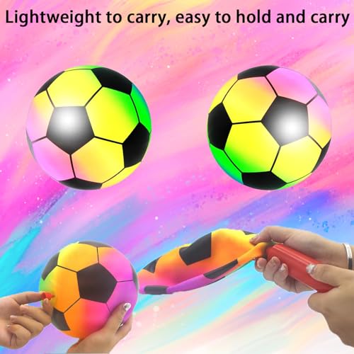 PcvGef Bälle Für Kinder, 3 Stück Regenbogen Fußball Set, Gummiball, Fussball Kinder, 23cm, Ideal Für Strandparty, Familien Outdoor Spiele