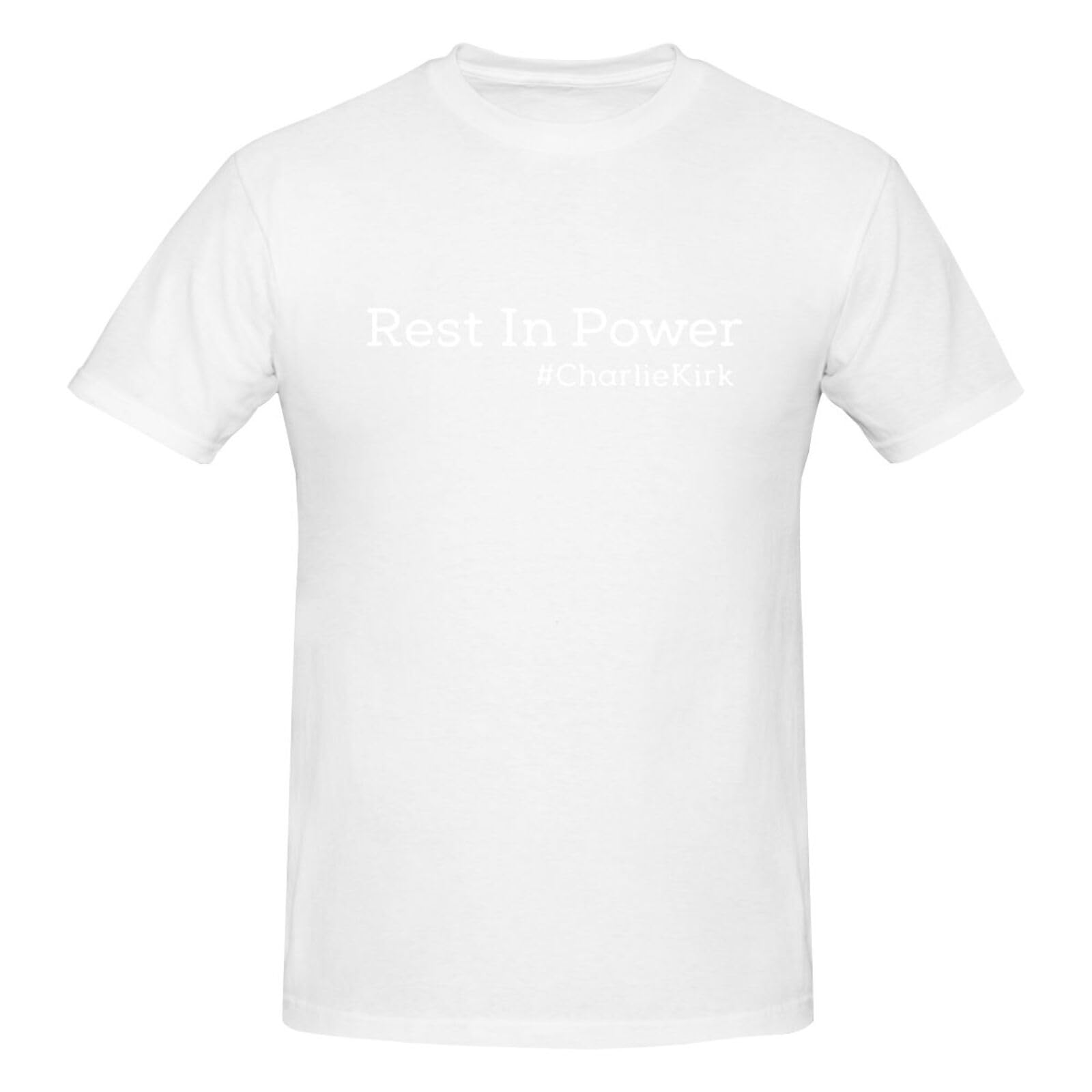 GQWJKSZ Rest in Power Charlie Kirk T-Shirt Men's Short Sleeve Crew Neck Cotton Shirt White