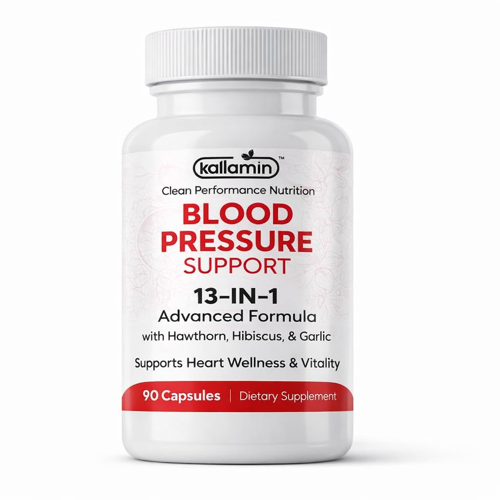 Blood Pressure Support Supplement – 13-in-1 Advanced Formula with Hawthorn, Hibiscus & Garlic – Heart & Cardiovascular Wellness Support – 90 Capsules (3-Month Supply)