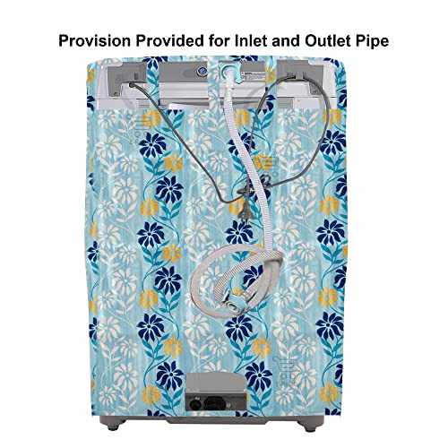 Image of Washing Machine Cover for Top Load 5kg to 7.5kg | Light Weight Dustproof Polyester Cover with Zip Enclosure | Floral Fully Automatic Washer Protector Indoor Outdoor Use- Size 23x23x35 inch