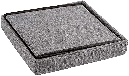 Image of ABTRIX WITH AB Fabric Folding Organizer Storage Ottoman Bench Footrest Stool Coffee Table Cube,Camping Fishing Toys Chest Stool,Quick&Easy Assembly,22L Capacity,Padded (30X30X30 Cm,Light Grey)