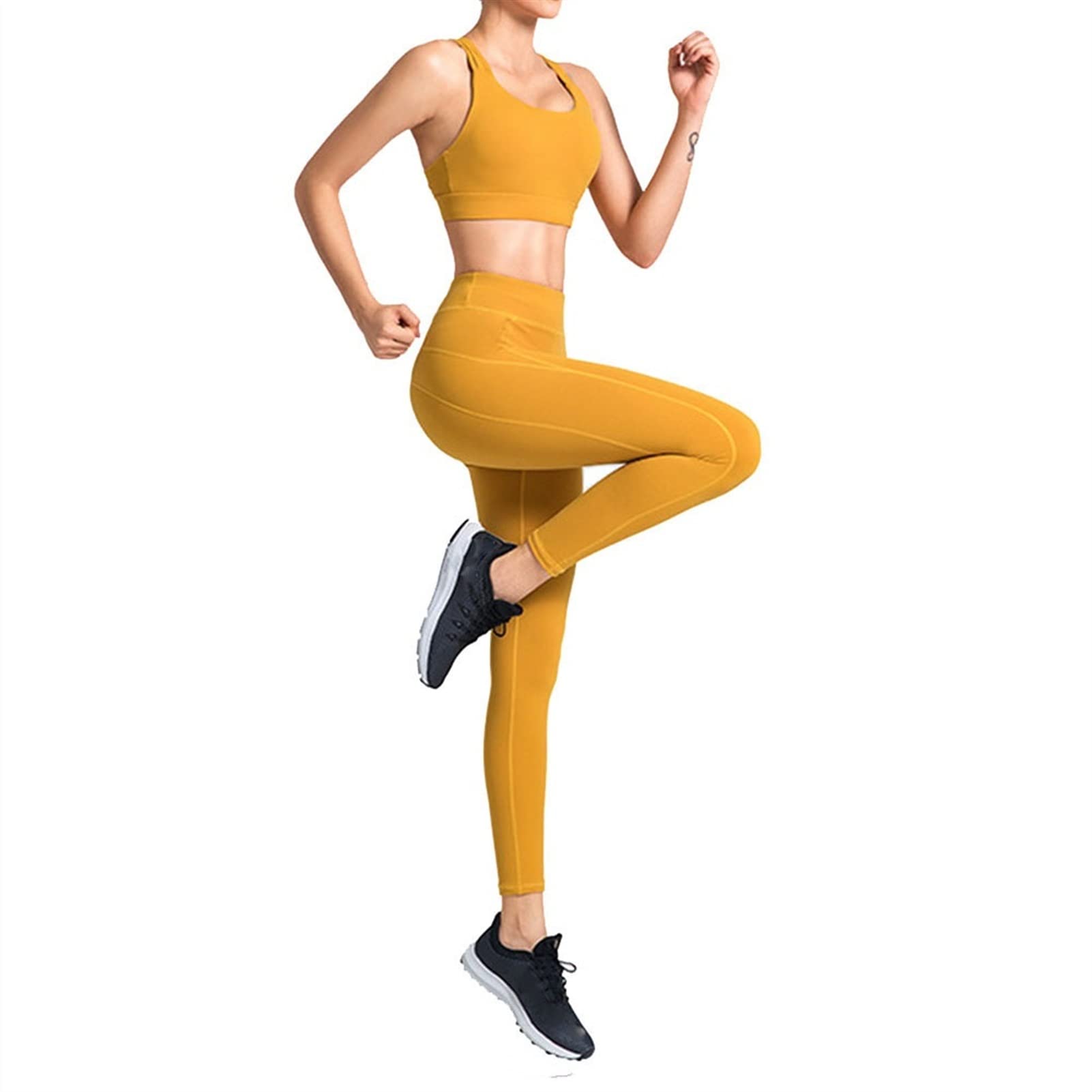 Strój do jogi damski fitness zestaw odzieży sportowej, 2-częściowy strój damski sportowy biustonosz joga legginsy zestaw trening fitness spodnie seksowne paski krzyż tył tank topy odzież siłownia bieganie trening najlepsze legginsy