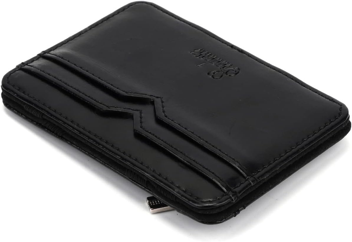 AyeVisionRFID Blocking Magic Flip with Zipper PU Leather Wallet Slim Credit Card Holder Mens Money Clip (Black)