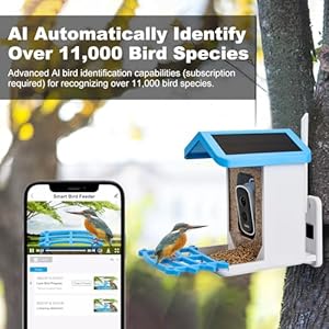 Smart Bird Feeder with Camera Solar Powered, HD Camera Auto Capture Bird Videos with AI Identify Bird Species, Instant Arrival Alerts, Bikadoo Camera Bird Feeder Wireless Outdoor, Gift for Bird Lover Smart Bird Feeder with Camera Solar Powered HD Camera Auto Capture Bird Videos with AI Identify Bird Species Instant Arrival Alerts Bikadoo Camera Bird Feeder Wireless Outdoor Gift for Bird Lover
