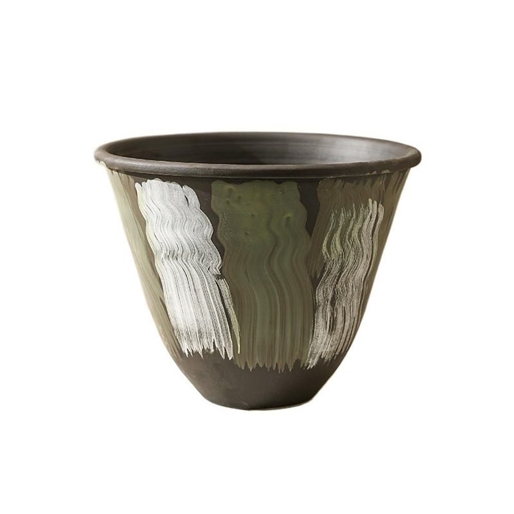 XBGfdySD 31 cm Pots for Plants Indoor Ceramic Planters with Drainage Hole, Outdoor Round Planter Pot, Green