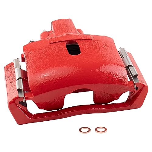 Image of TRQ Rear Brake Caliper Set Painted Red Compatible with 2007-2009 Chrysler Aspen 2004-2009 Dodge Durango 2002-2010 Ram 1500 2003 Ram 1500 Van 2003 Ram 2500 Van 2003 Ram 3500 Van