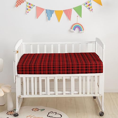 Image of 3pcs Nursery Crib Set with Comforter, Sheet & Skirt, Bear Forest Camping Car Printed Bedding for Baby Boys and Girls (Bear Red)